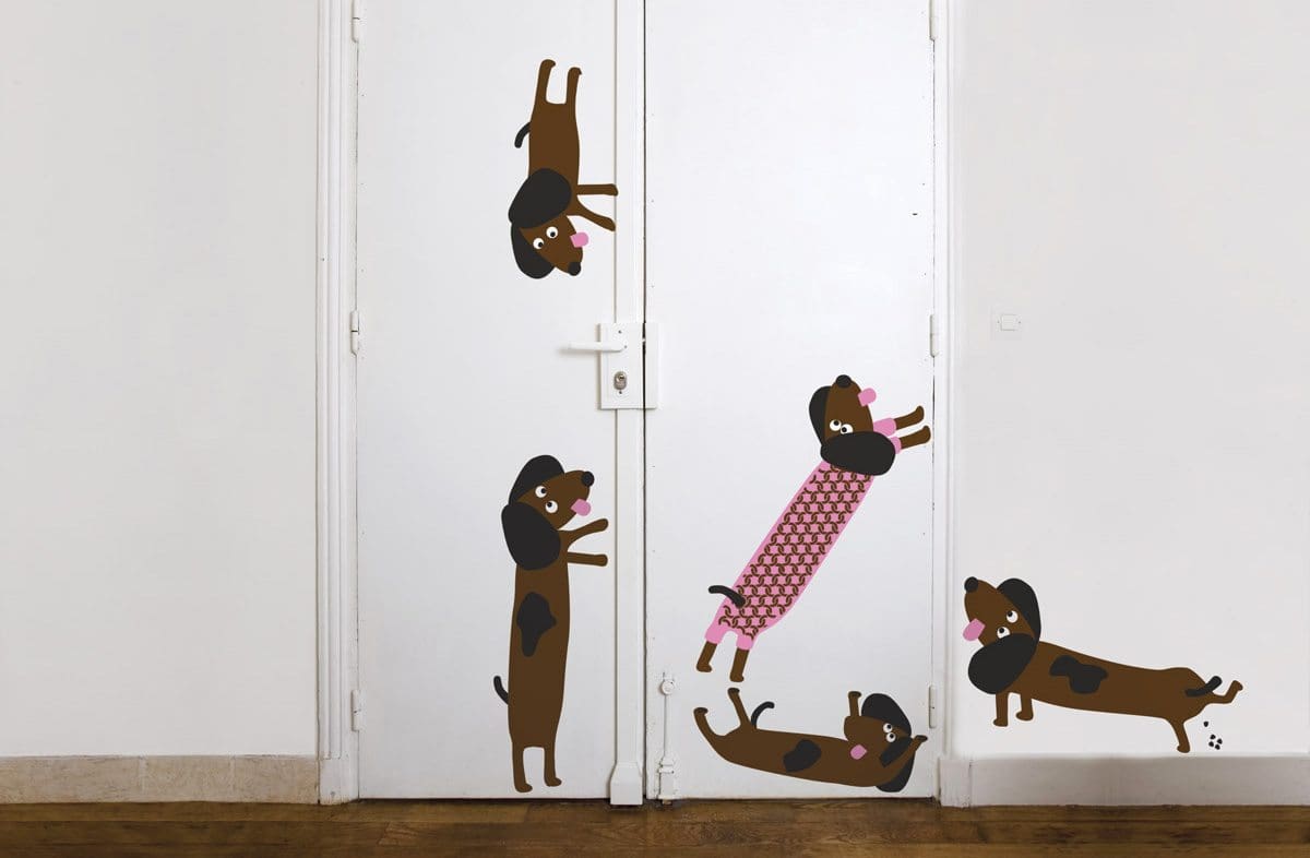 Wallsticker Dogenkit, 5 chien à personnaliser sur vos murs, design IchetKar 