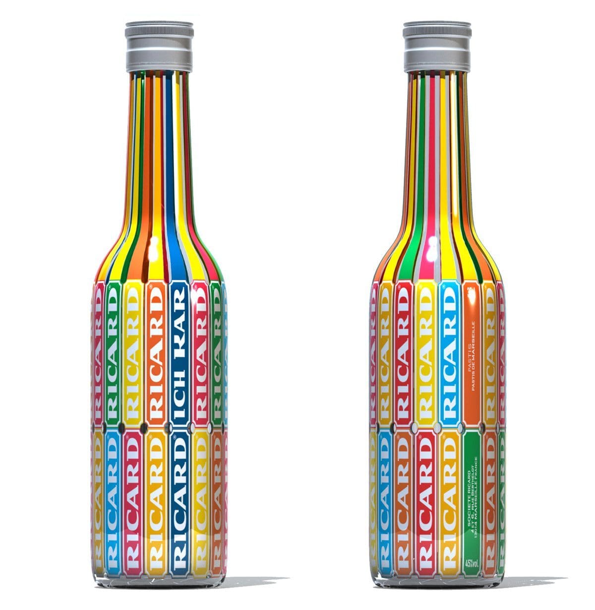 La collaboration entre IchetKar et Ricard, une bouteille colorée à l'allure pop