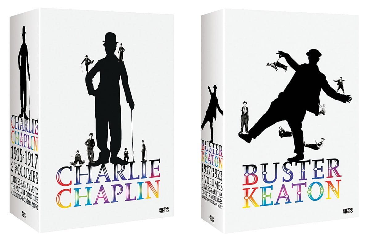 Les coffret d'Arte sur deux géant du muet, Charlie Chaplin et Buster Keaton, design IchetKar