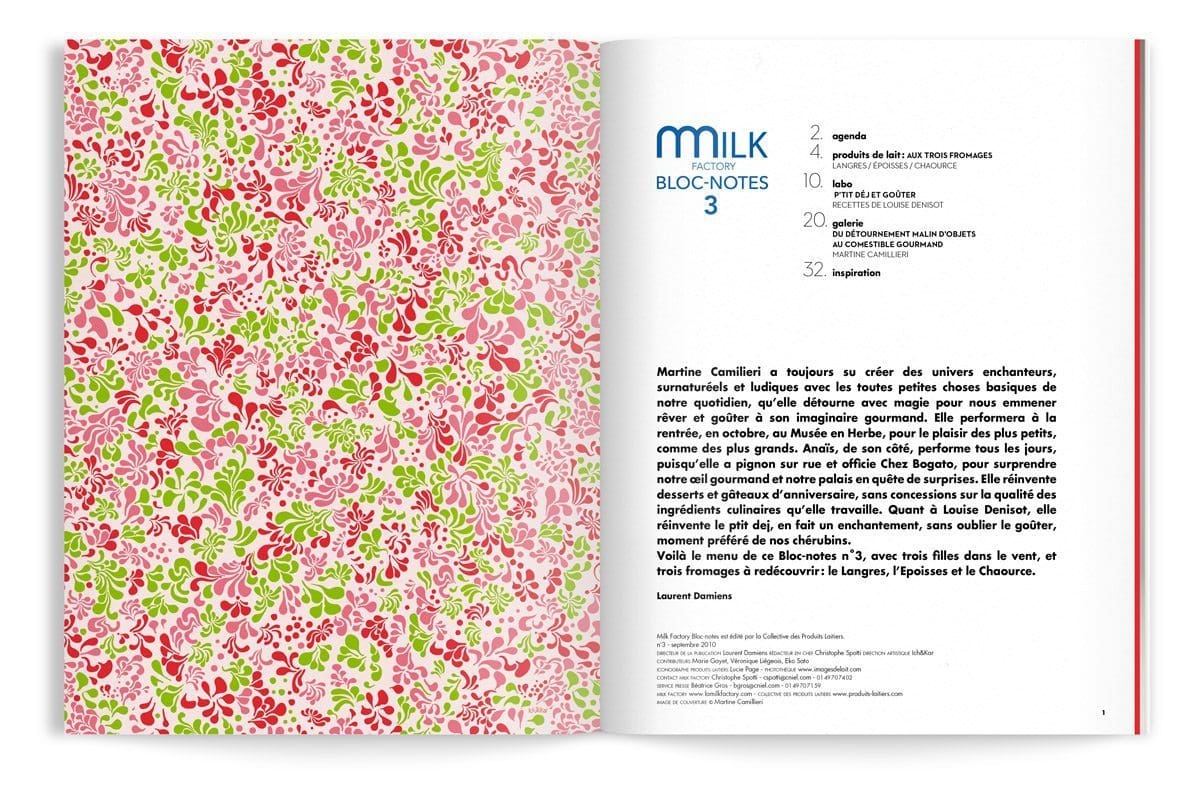 bloc-notes milk factory 3 lait par ichetkar editor page de garde motif floral