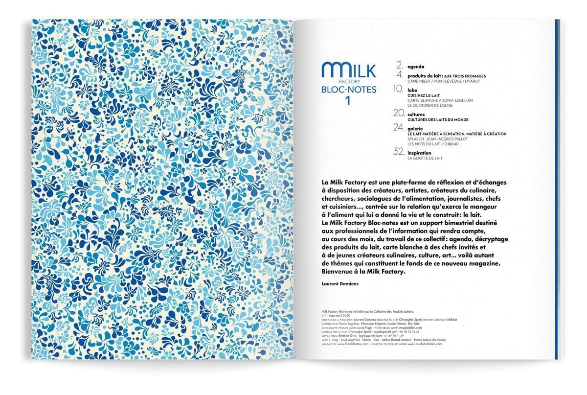 bloc-notes milk factory 1 lait par ichetkar editor page de garde motif floral