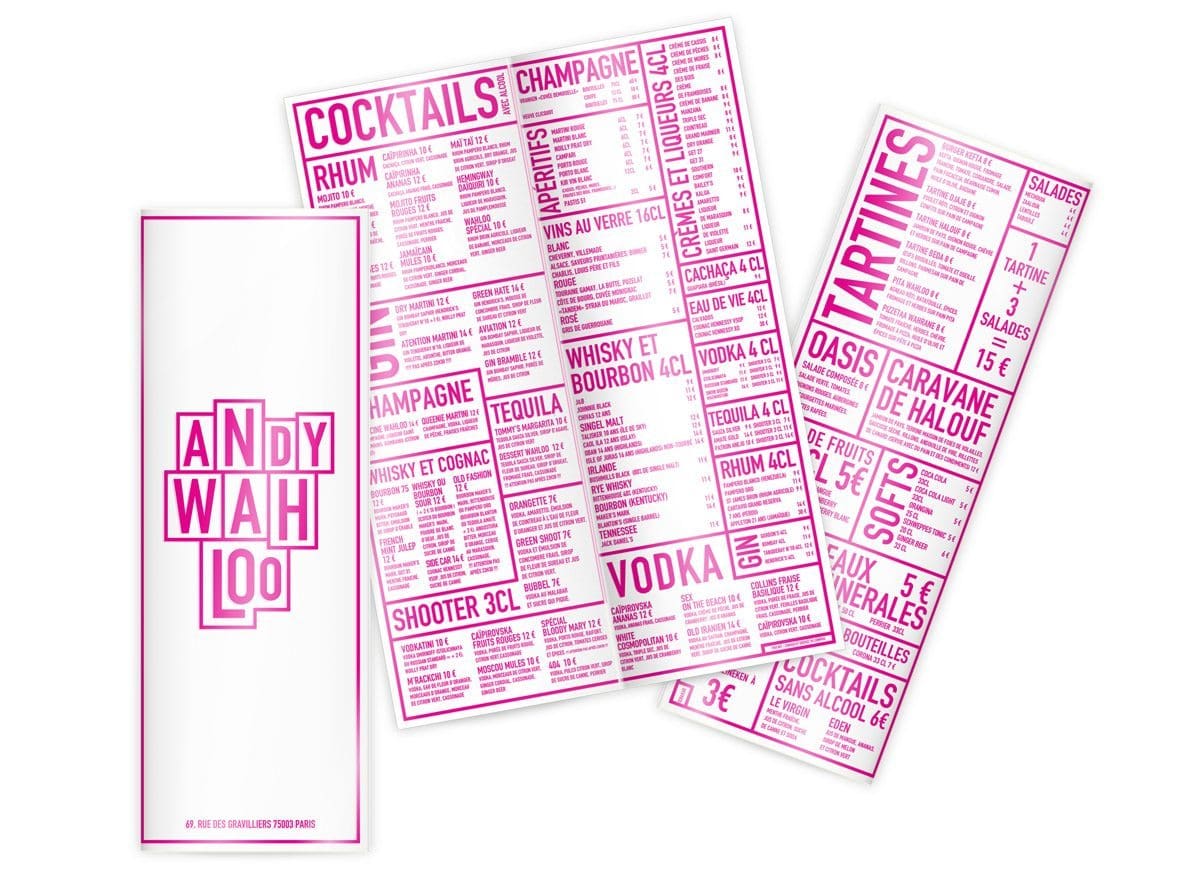 andy wahloo menus rose pop art rebeu