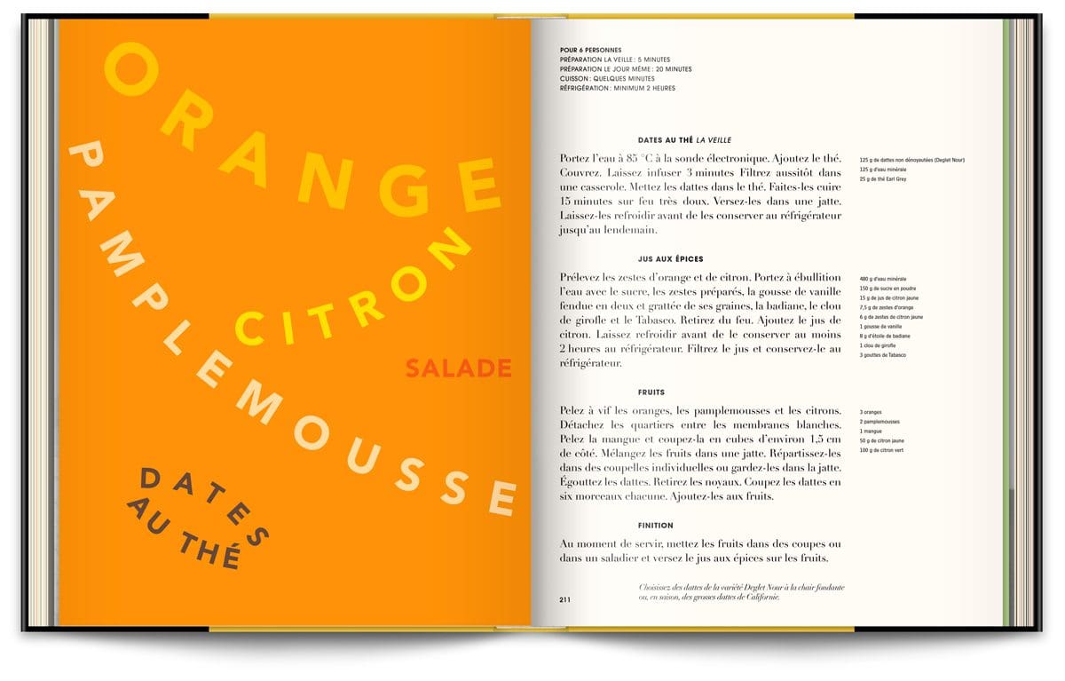 Le livre Infiniment de Pierre Hermé, typographie expressive orange et citron, design IchetKar