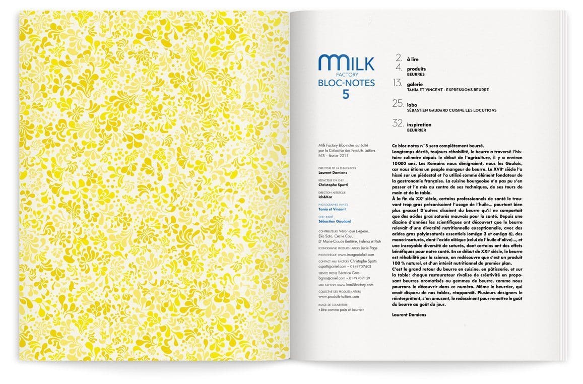 bloc notes 5 le beurre milk factory catalogue gardes motif floral ichetkar