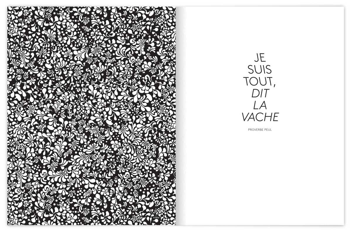 je suis tout dit la vache, citation accompagné d'un motif noir et blanc design Ich&Kar