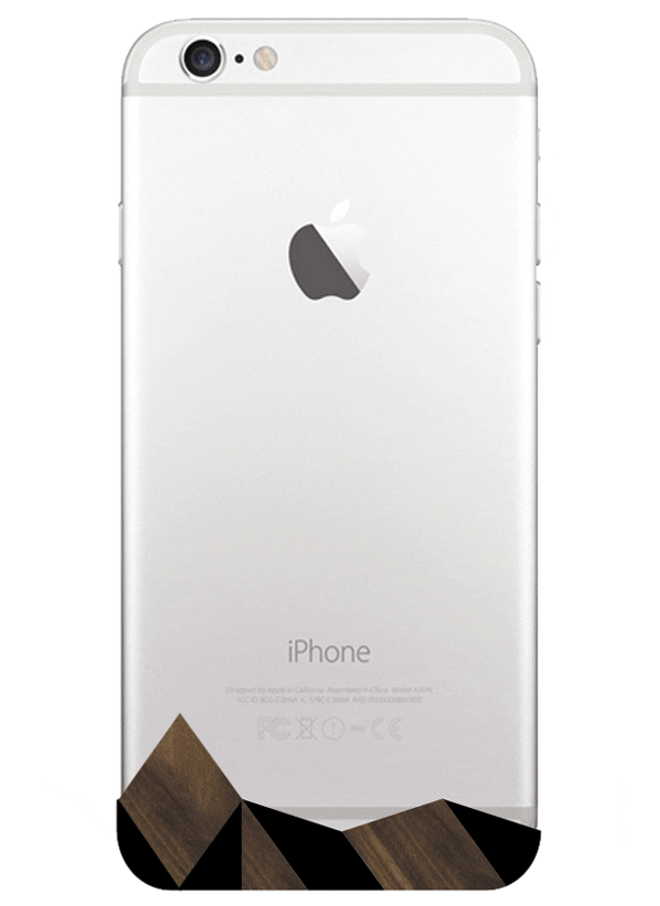 Coque Iphone 6 Penrose Springwood, motif géométrique avec touche de rose poudrée sur fausse marqueterie de bois, édition kollabs Paris