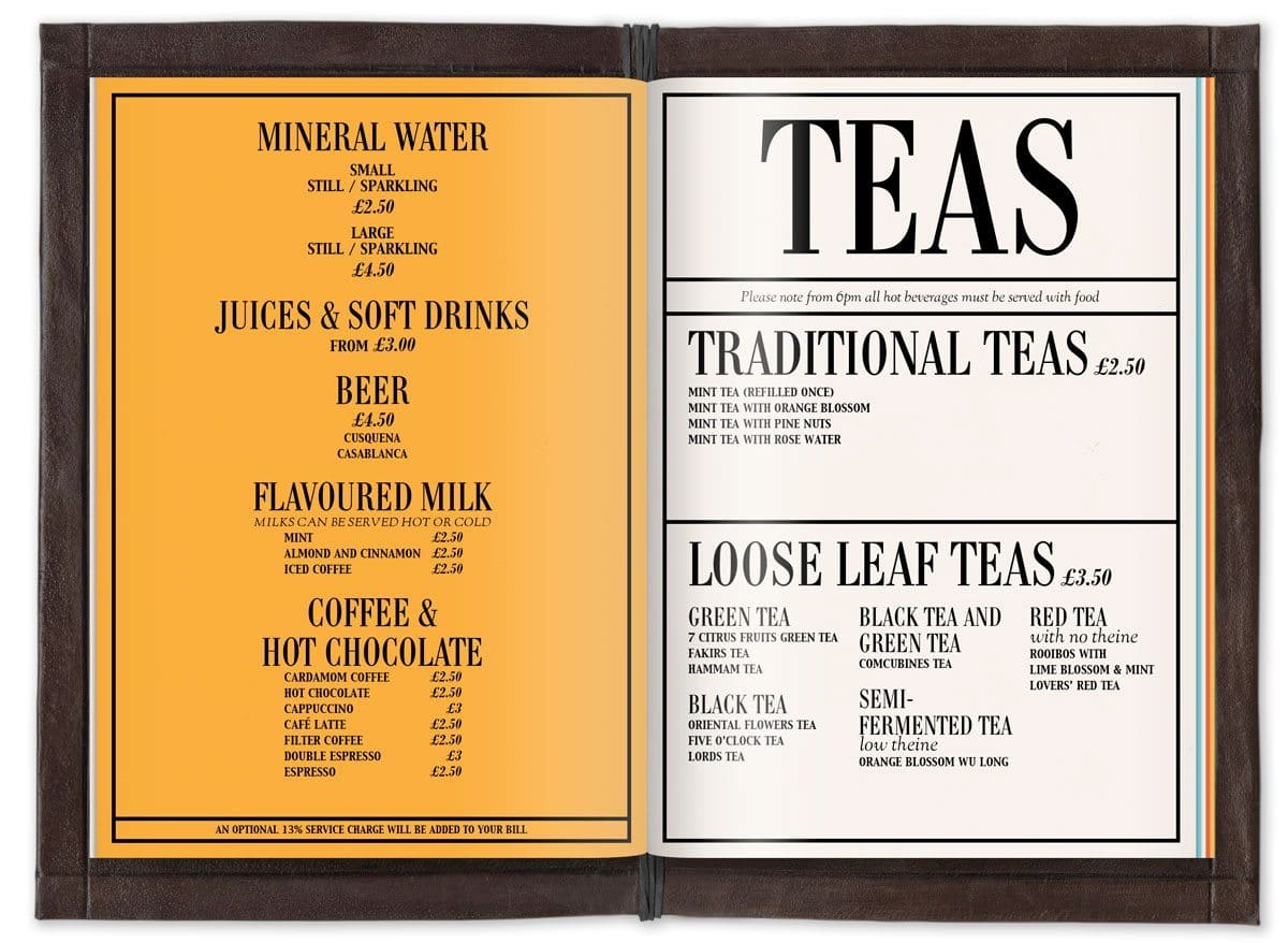 mo'café menu thés momo london