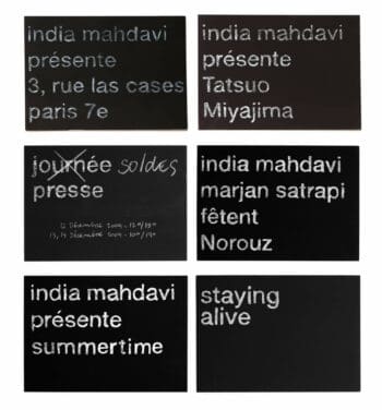 Pour les cartons d'invitations de la designer India Mahdavi, IchetKar décide d'écrire voux et invitations à la craie et sur un fond ardoise.