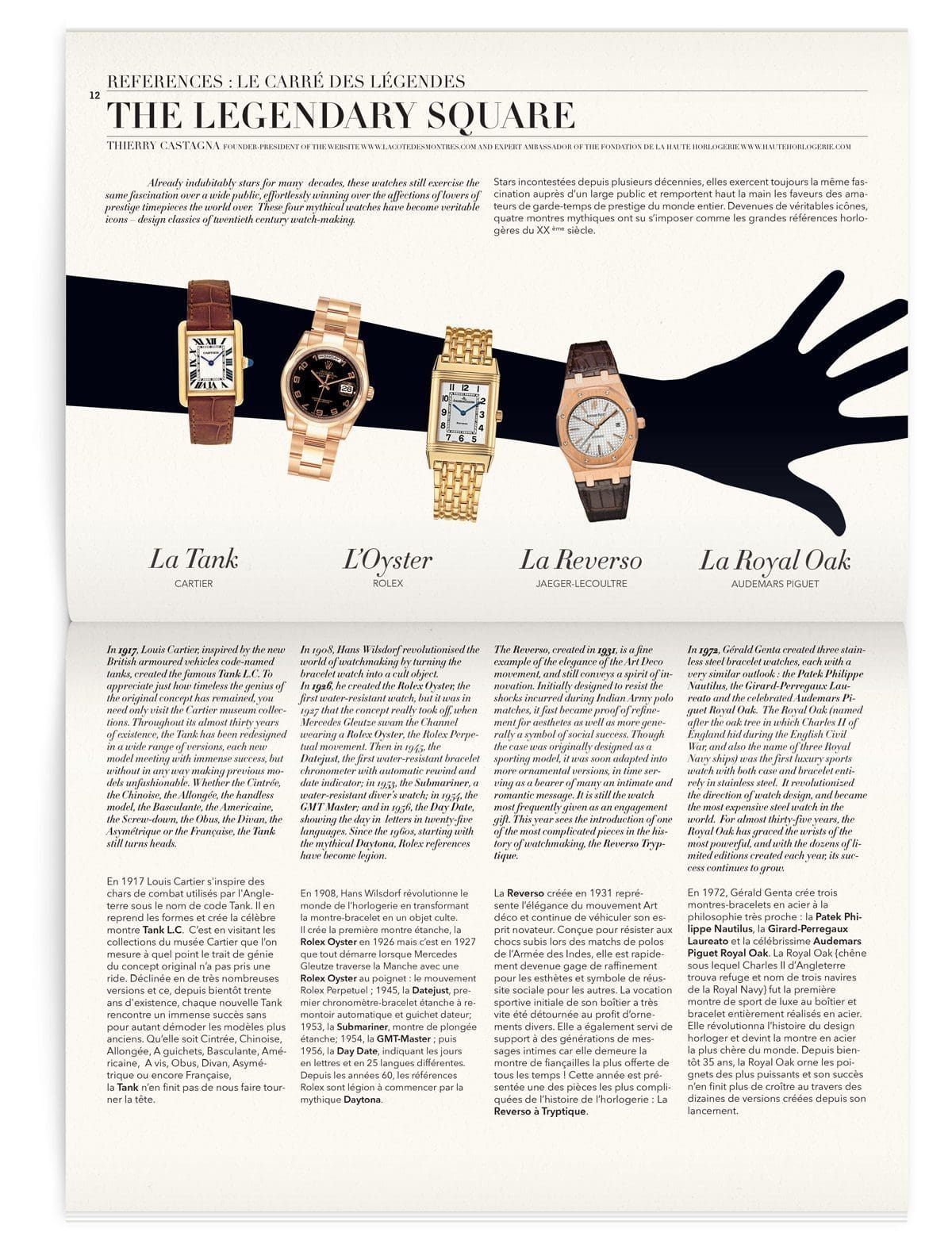 Le carré des légendes, montres de marque pour le magazine Iconofly, revue d’art, design IchetKar
