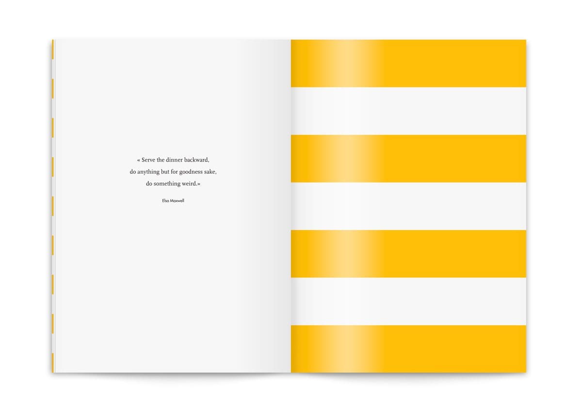 Le menu du Monte Carlo Beach, citation et rayures graphiques esprit bord de mer, design IchetKar