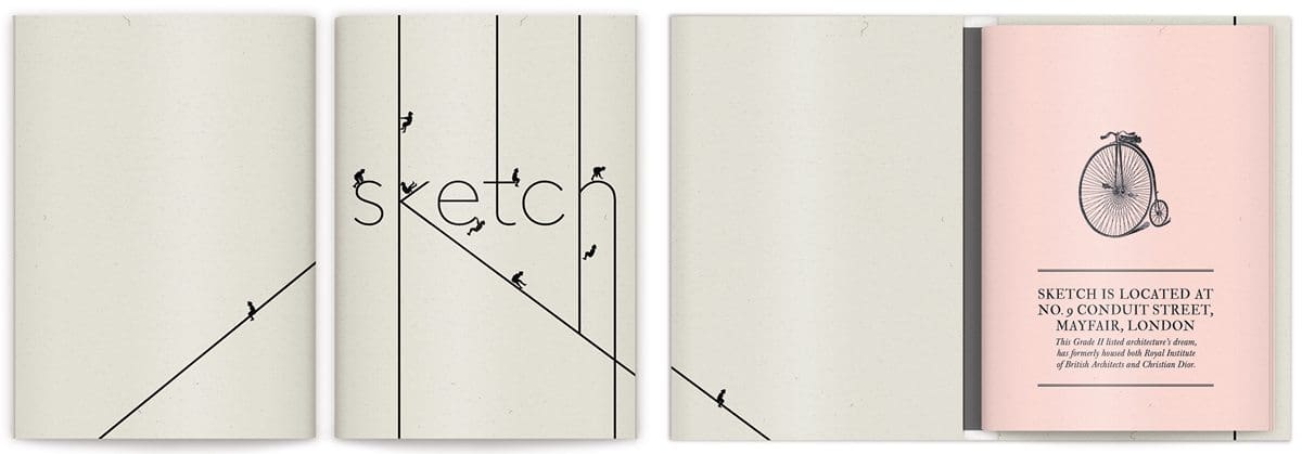 La brochure du Sketch London , rose poudré, sur-couverture poster et gravure, design IchetKar, fabrication Cent Pages