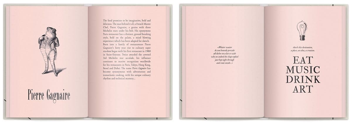 La brochure du Sketch London , Pierre Gagnaire en grenouille,, humour by IchetKar