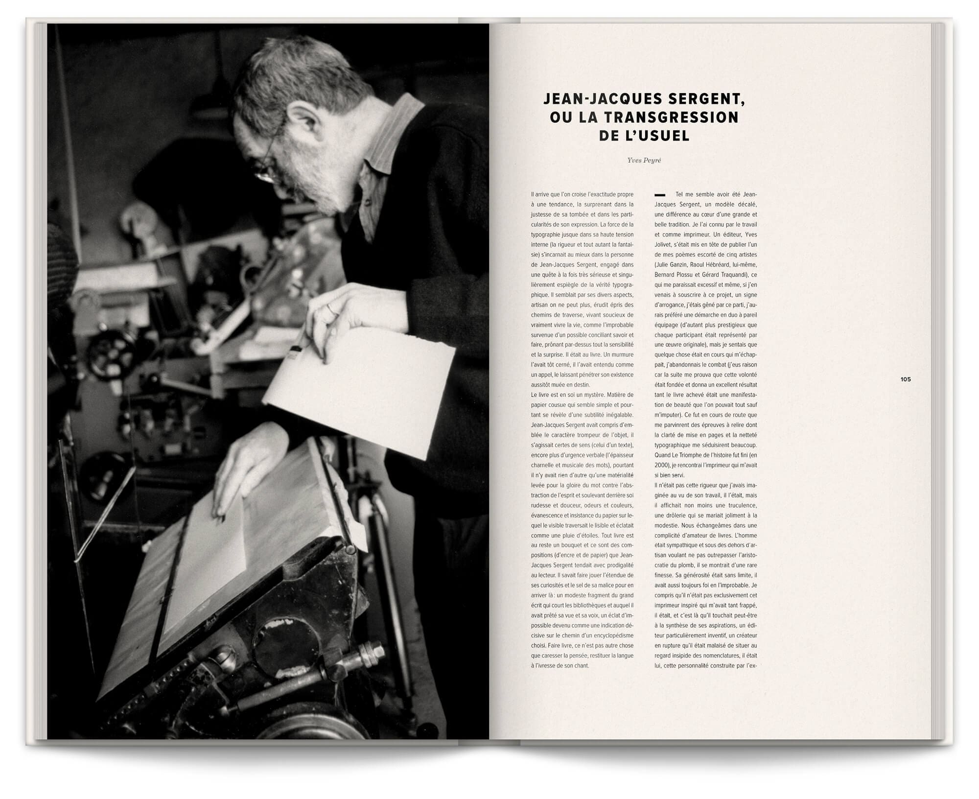 Livre "Jean-Jacques Sergent, Soldat de plomb". Texte de Yves Peyré qui relate Jean-Jacques Sergent et sa transgression de l'usuel, design graphique Ich&Kar.