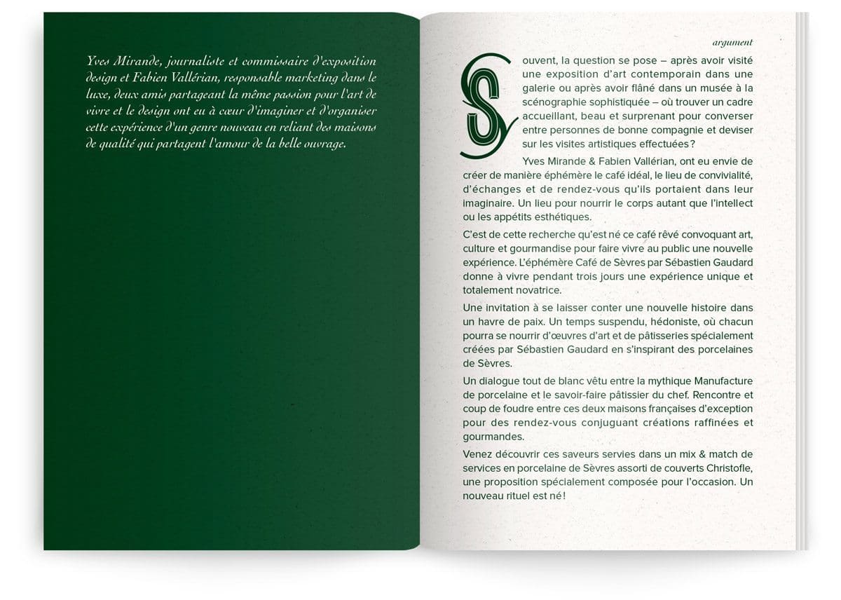 Menu du Sèvres Café par Sébastien Gaudard, design Ich&Kar