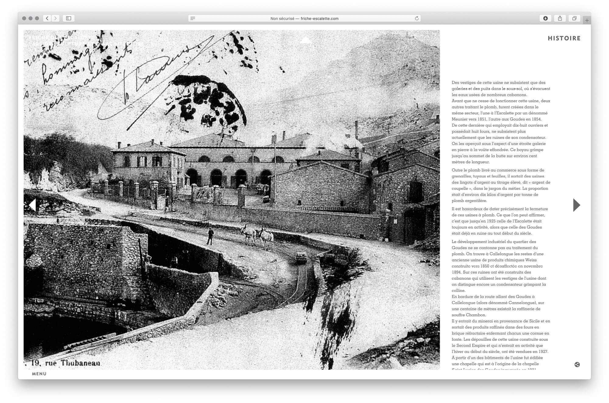 La Friche de l'Escalette dans le Passé, ancienne usine à Plomb dans les Bouches-du-Rhône au XIXe siècle.