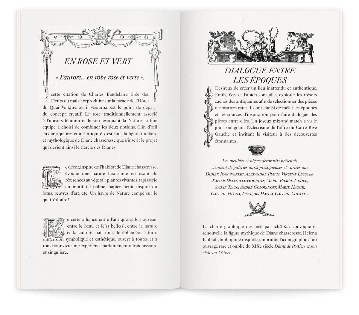 menu du cercle des dianes café éphémère du carré rive gauche des antiquaires à paris dessiné par ichetkar