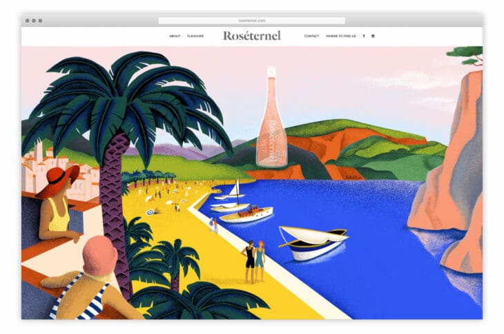 Ich&Kar dessine un site vitrine à la palette rose et fruitée qui fleure bon la Provence, pour le vin rosé aromatisé Roséternel.