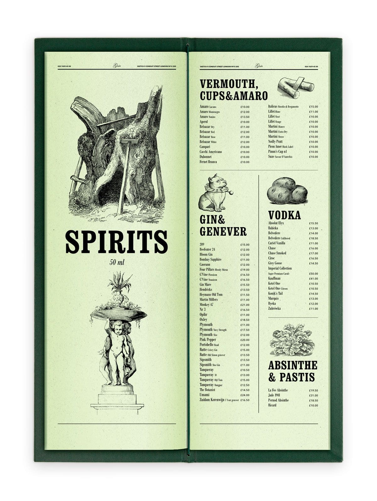 papier buvard et toile de sapin, la carte des jardins du Glade de l’hotel particulier Sketch, illustré par Ich&Kar