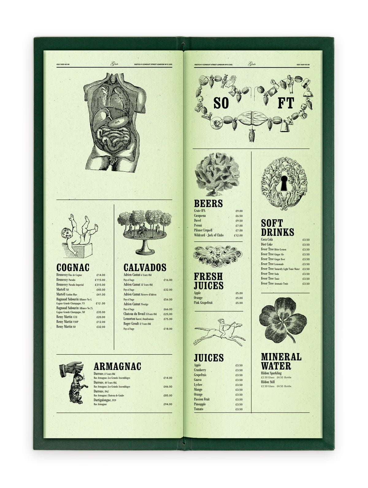 la carte des jardin du Glade de l'hotel Sketch illustré par IchetKar