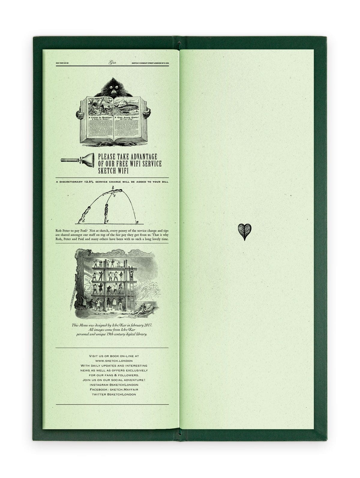 la carte des jardin du Glade de l'hotel Sketch signe IchetKar