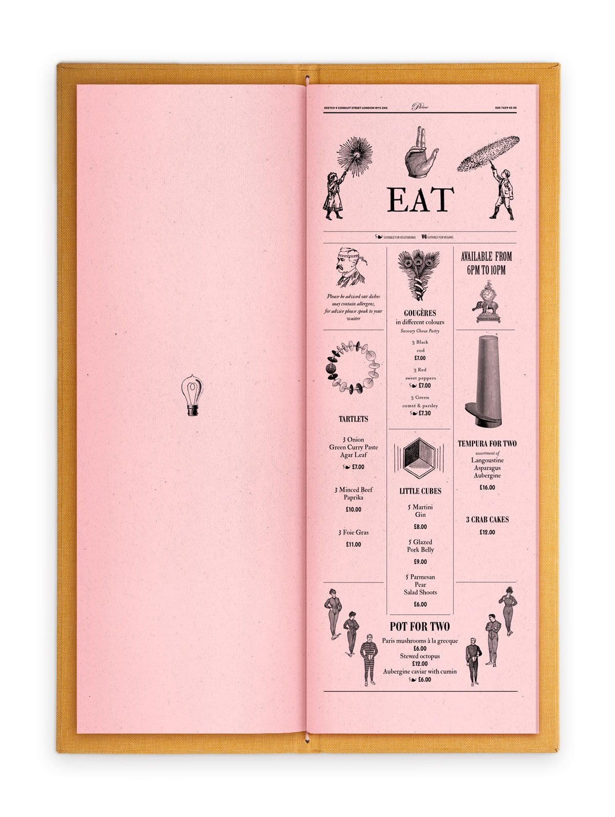 la carte des Coktails du Sketch, signé ich&kar