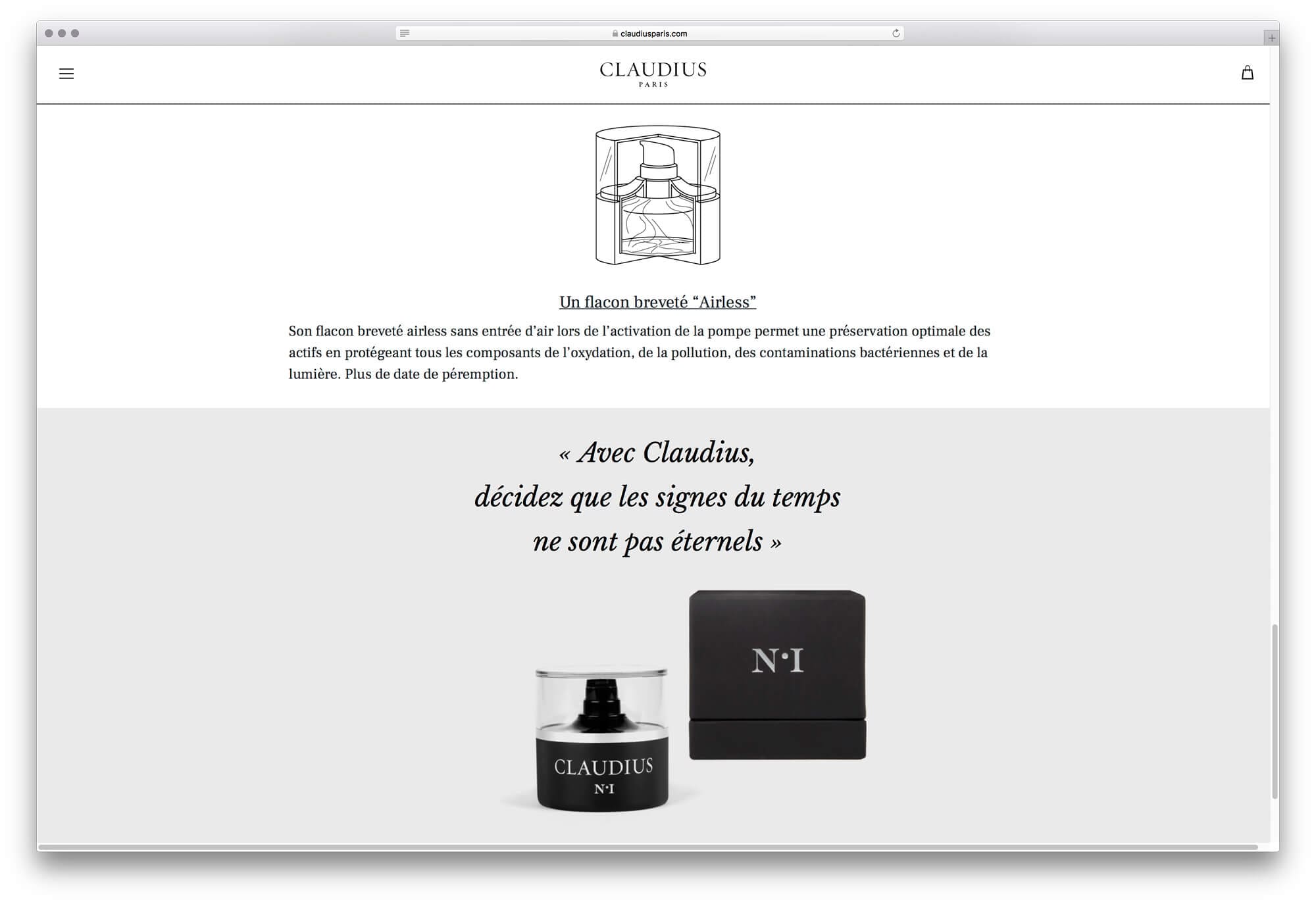 Site internet de Claudius, page histoire la marque et de sa fondatrice Sophie Guillou, design par Ichekar