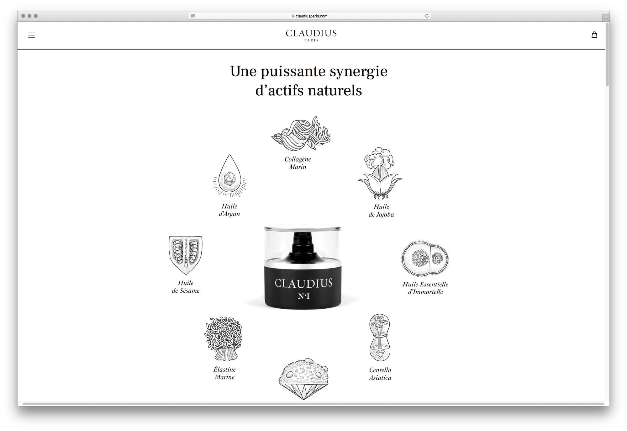 Site internet de Claudius, page histoire la marque et de sa fondatrice Sophie Guillou, design par Ichekar