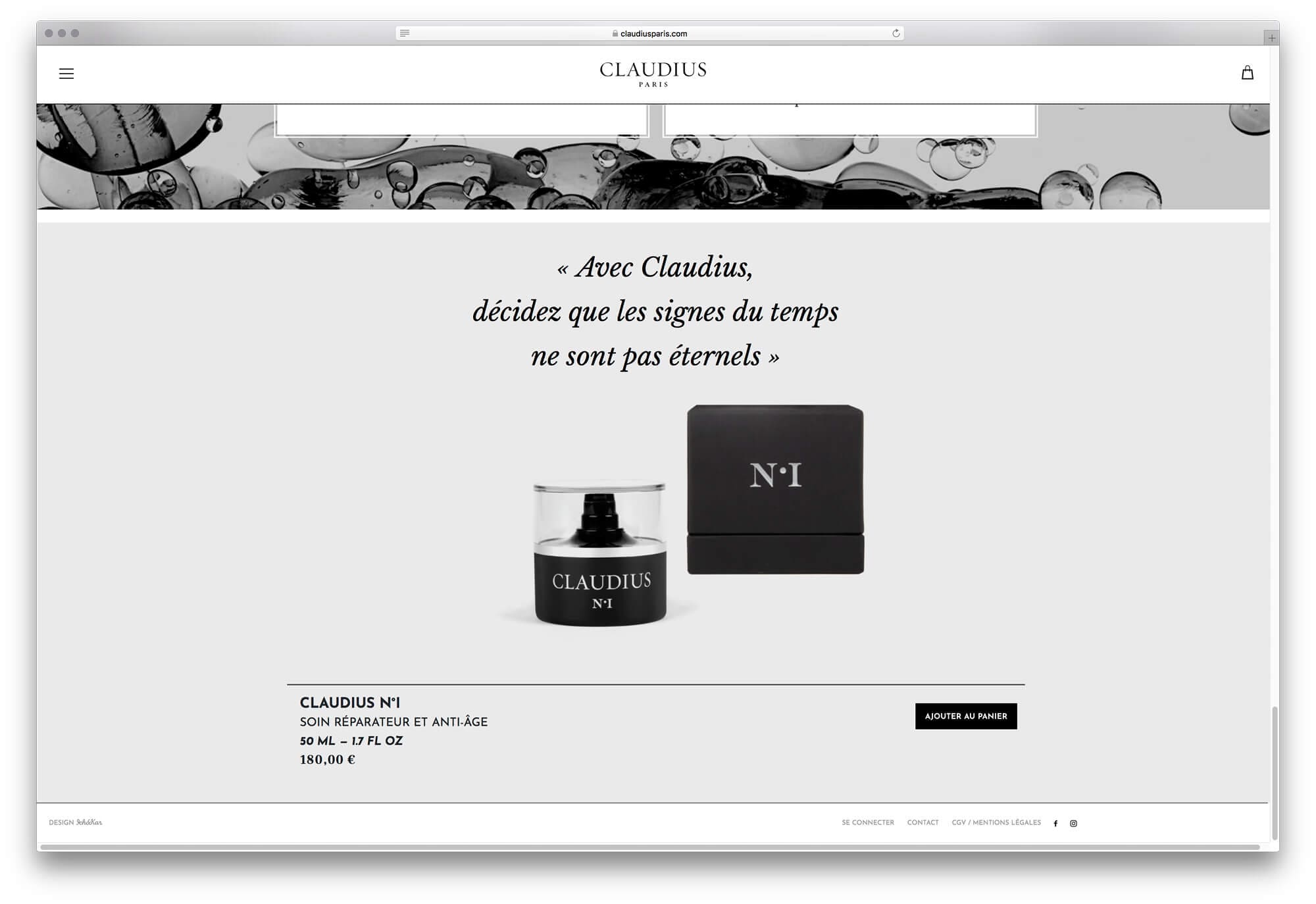 Site internet de Claudius, page histoire la marque et de sa fondatrice Sophie Guillou, design par Ichekar
