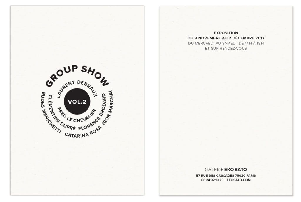 exposition groupée a la galerie Eko Sato un carton minimaliste dessiné par le studio Ichetkar