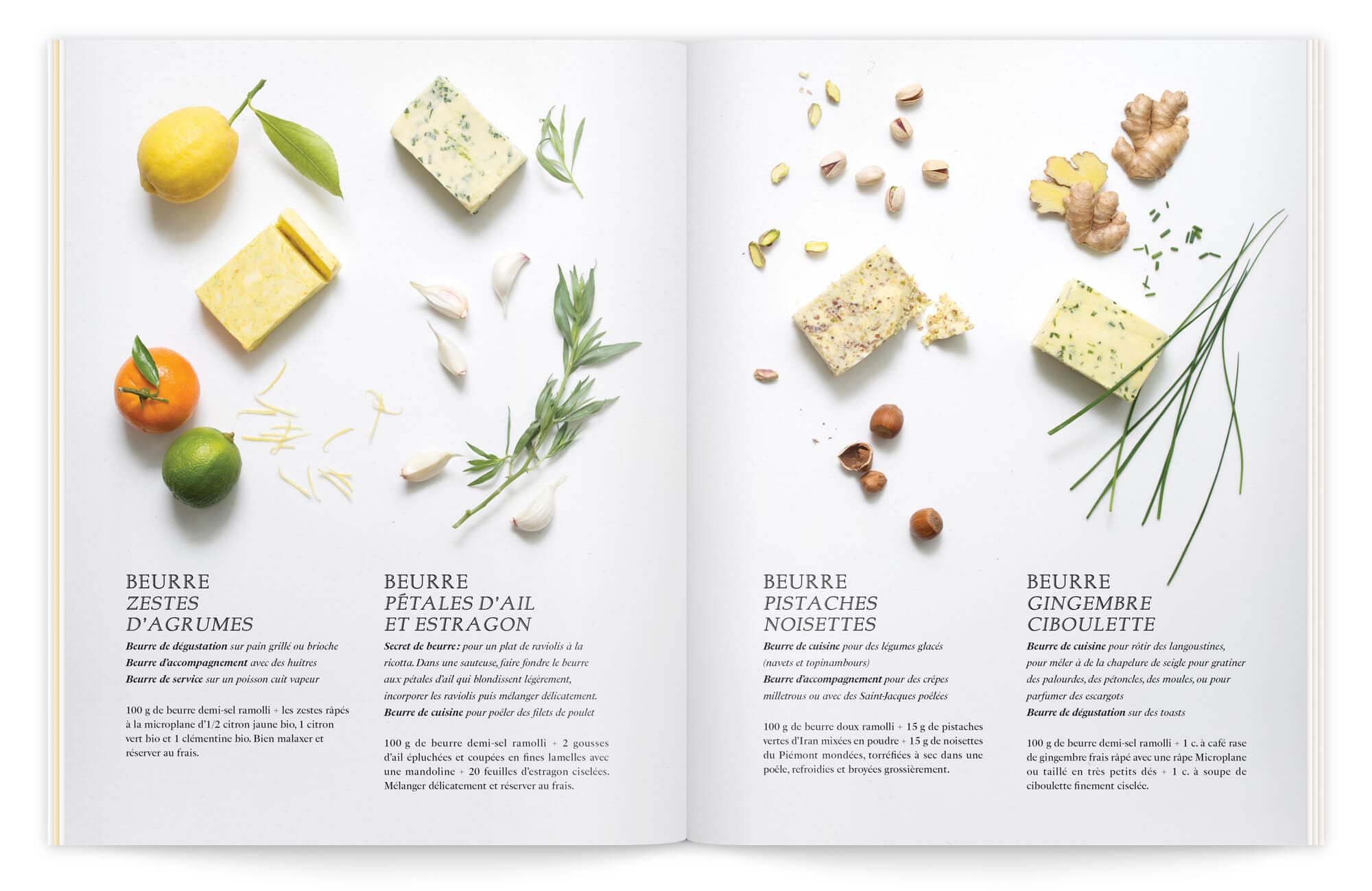 composition photo naturelle et contemporaine sur cette double page de recette, un grand visuel pleine page comme un plan de travail. direction artistique ichetkar photgraphie de Nathalie Carnet
