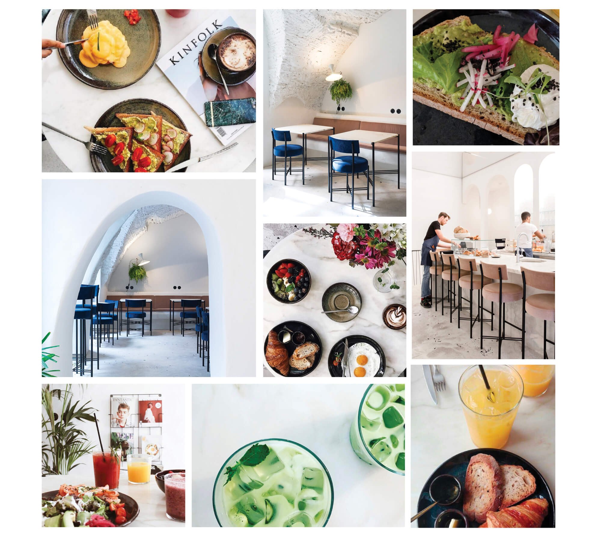 photographies du restaurant dear breakfast, et de la nourriture servie, dans des teintes vives