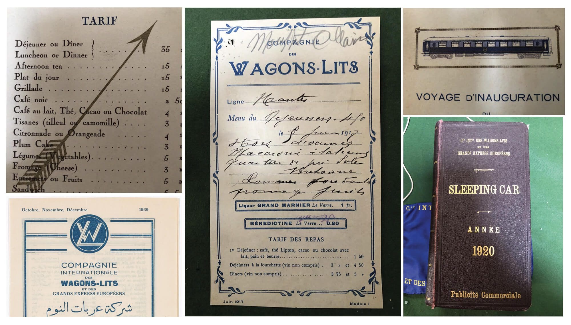 photos des archives (menus, illustrations, brochures d'époques) récoltées par ichetkar pour le projet d'identité de l'orient express