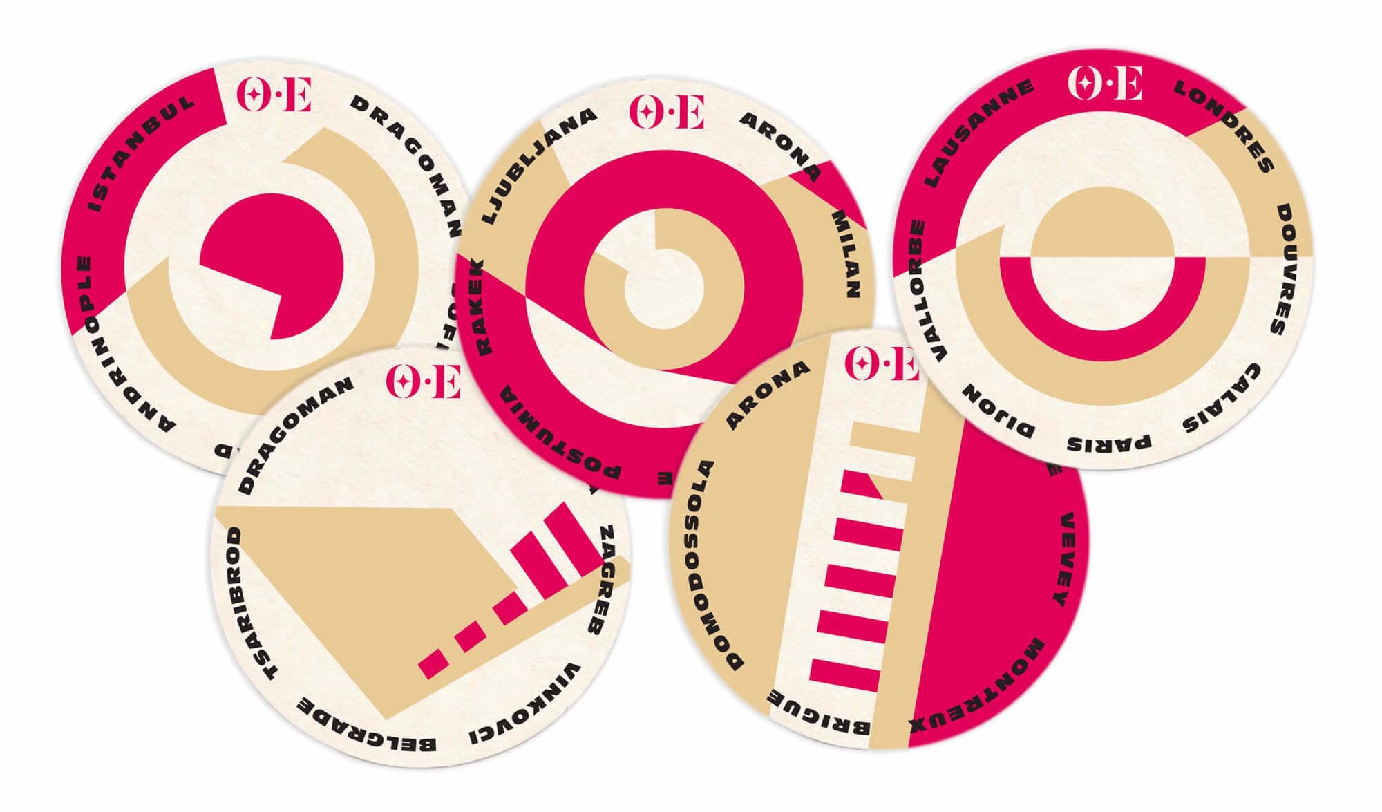 sous bocks dessinés par le studio de graphisme ichetKar pour l'orient express d'après un motif art déco