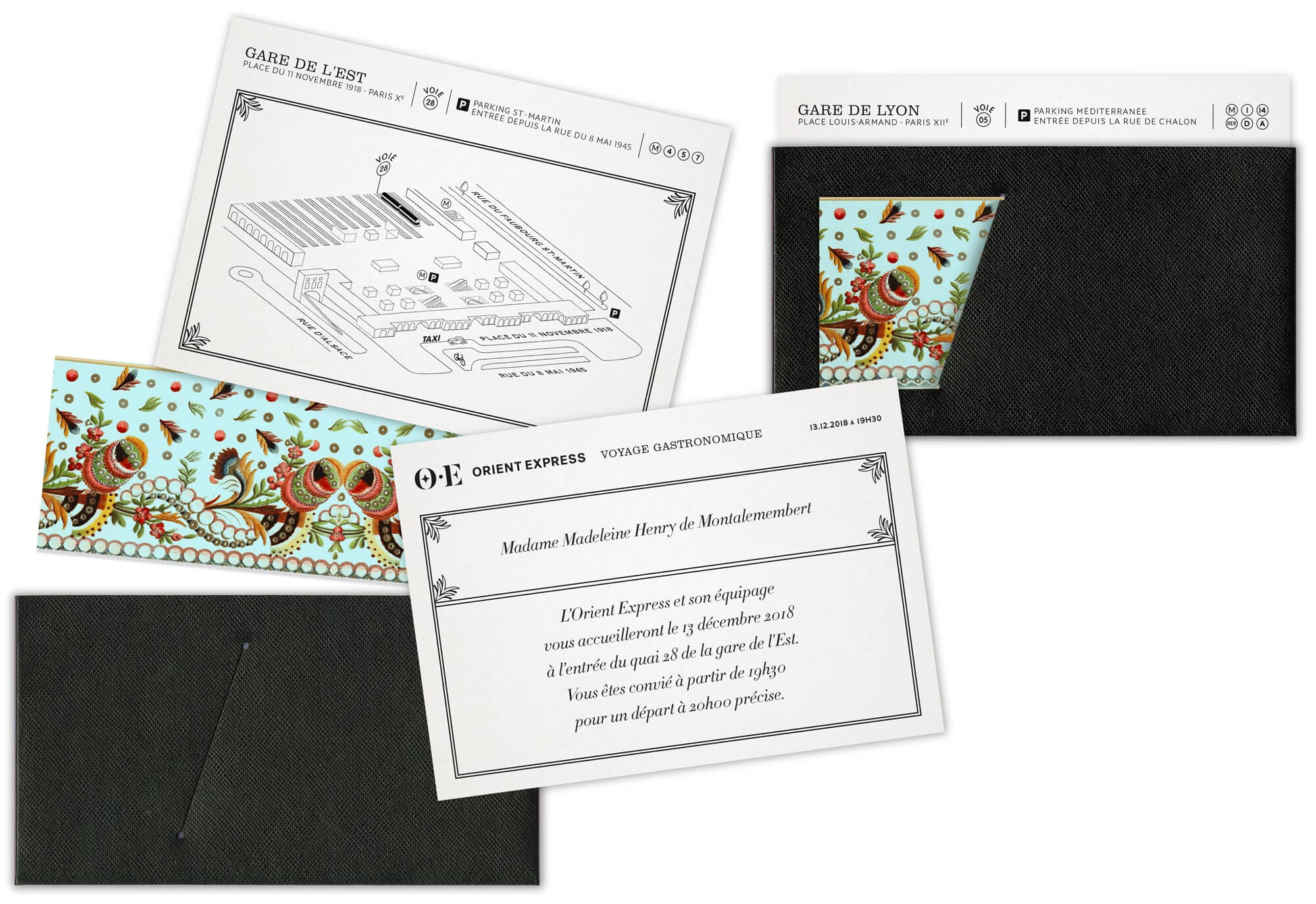 invitations dessinées par Helena Ichbiah et le studio Ich&Kar pour l'orient Express