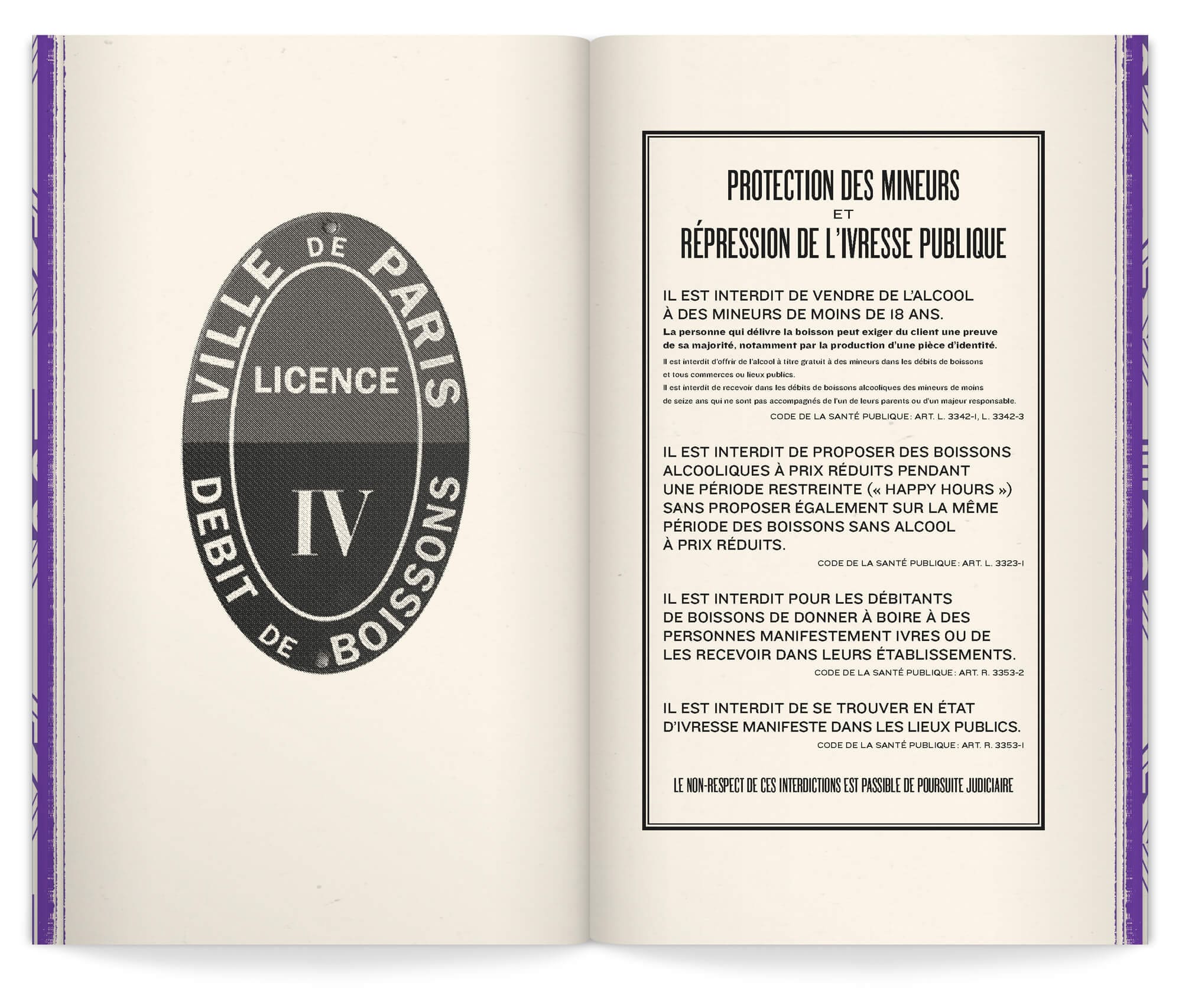 double page de la carte/livre du bar Andy Wahloo par le studio ichetkar