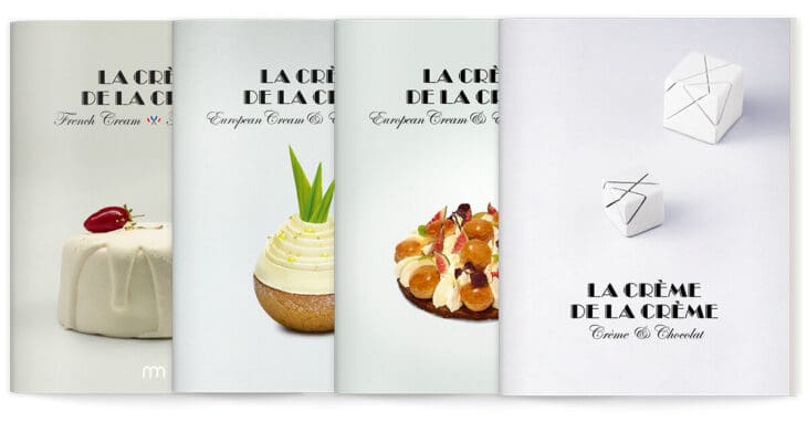 Recette et grand chef patissiers pour les livrets de La creme de La creme pour le Cniel, design et direction artistique IchetKar