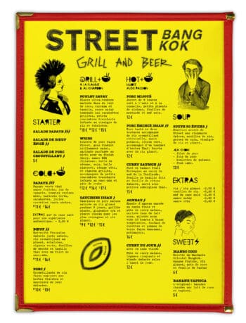 Ich&Kar dessine des menu punk flashy, qui font la part belle aux typographies trash. Un travail de maître qui surfe sur les codes du fanzine.