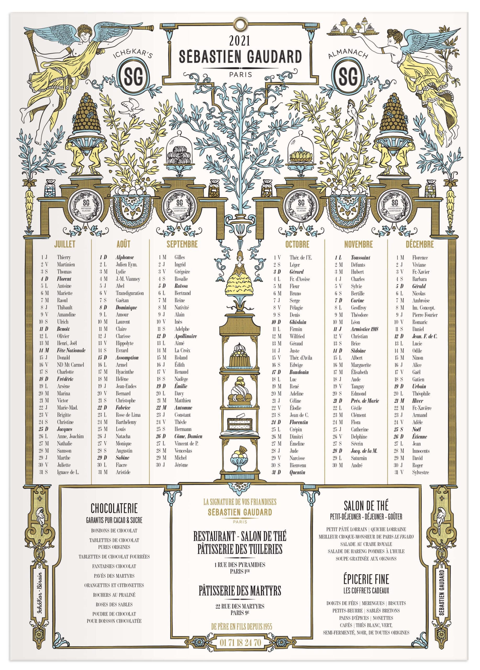 Depuis des années, IchetKar dessine l'almanach du patissier parisien Sebastien Gaudard, le studio redessine les illustrations du décorateur Berain