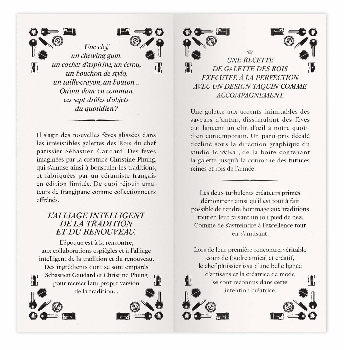 depliant pour la collection de fèves Sebastien gaudard et Christine Phung