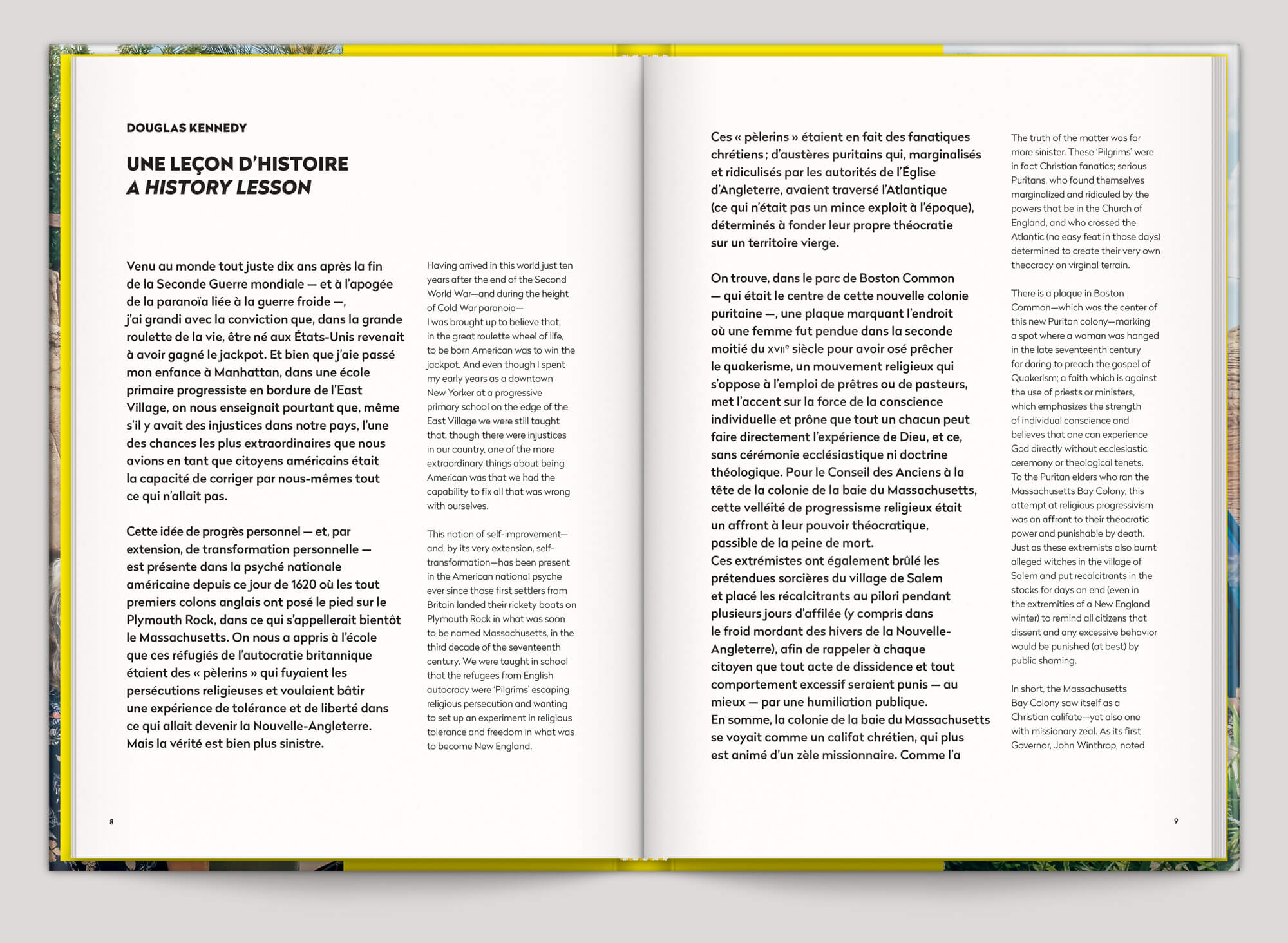 La préface de Douglas Kennedy, une leçon d'histoire, dans le livre in God we Trust de Cyril Abad aux éditions Pyramyd et Revelatœr, design graphique IchetKar