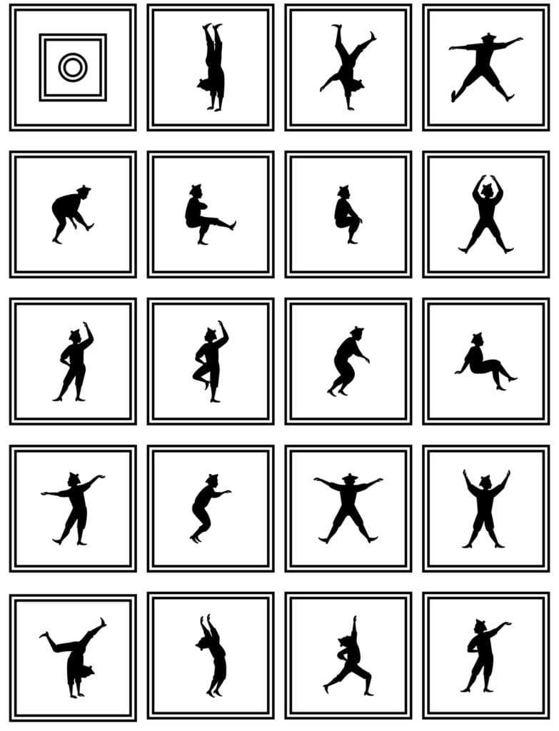 L'ensemble des jumping men de la nouvelle identité du sketch, design IchetKar