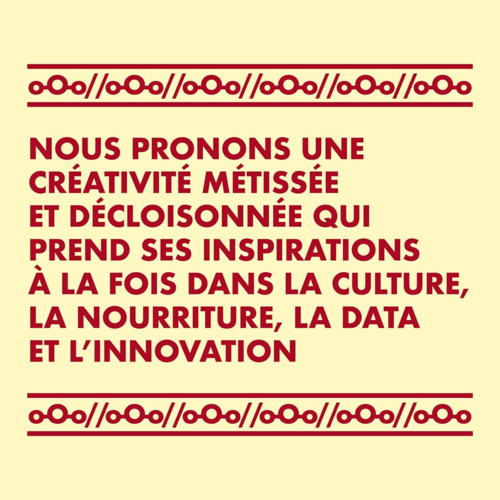 Un motif typographique, deux couleurs et une phrase forte, voici l'identité créé par Helena Ichbiah pour Adam Bantoo