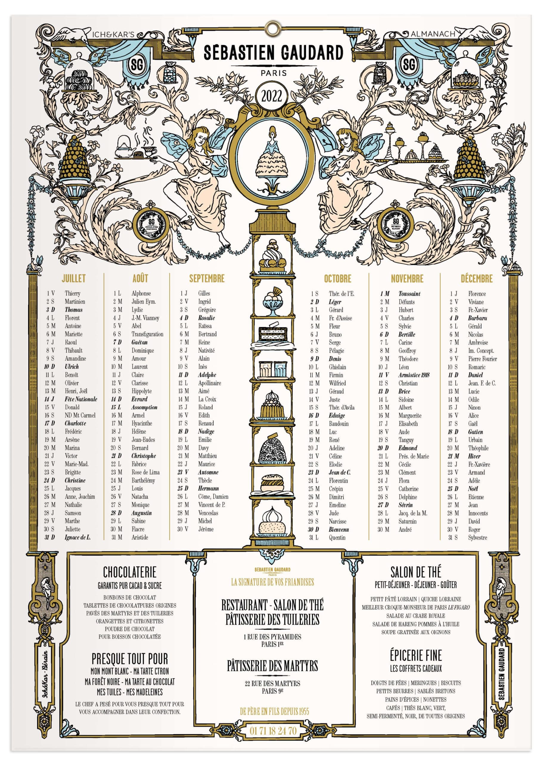 L'almanach 2022 de Sebastien Gaudard, inspiration Bérain designe IchetKar