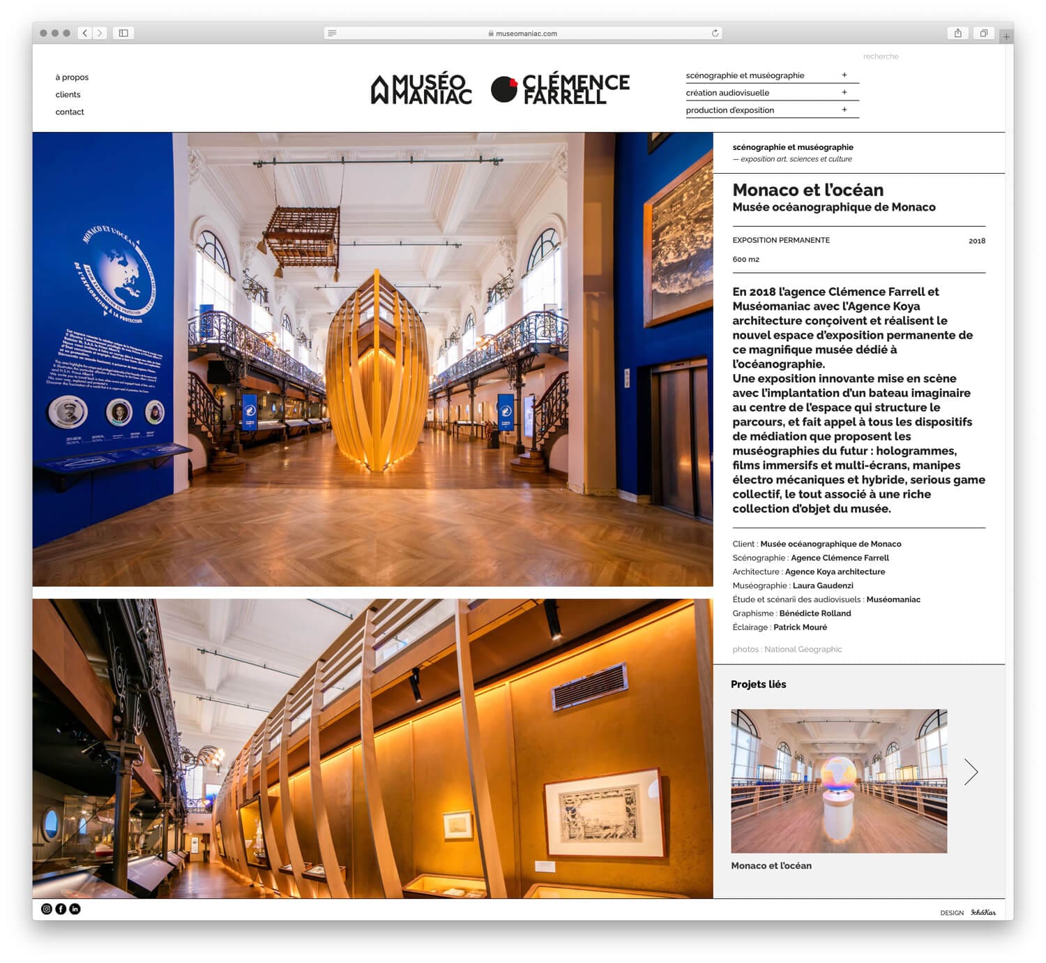 L'article Monaco et l'Océan sur le site de la scénographe Clémence Farrell, web design IchetKar
