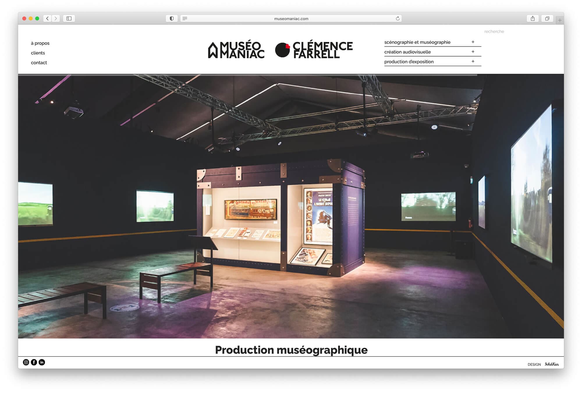 Ichetkar dessine une home avec un diaporama full screen en entrée de site pour la scénographe Clémence Farrell
