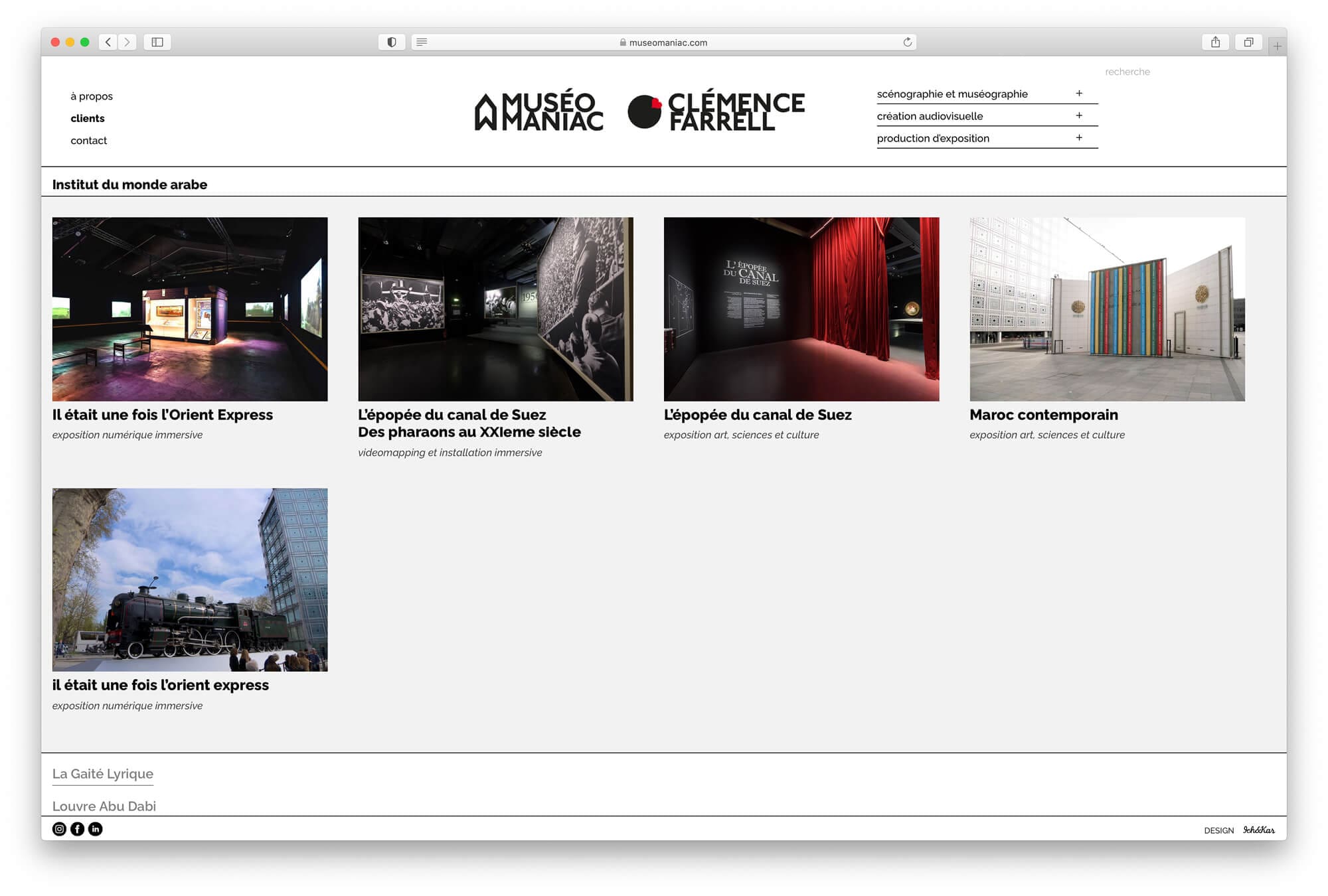 Un système de catégorie pour pouvoir trier les projets de clemence farrell, design web ichetkar