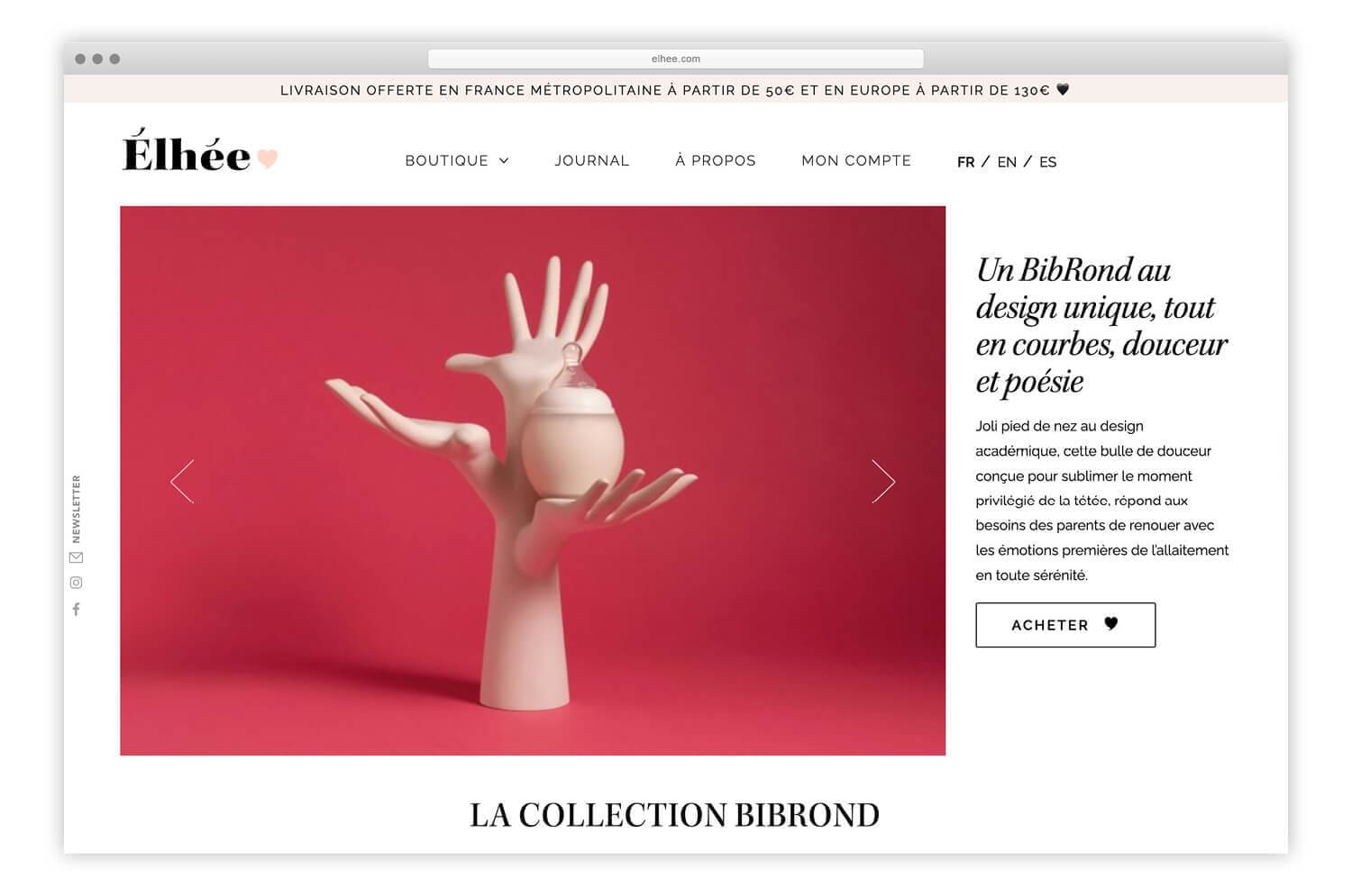 La plateforme e-commerce du site de vente en ligne Elhée, design IchetKar