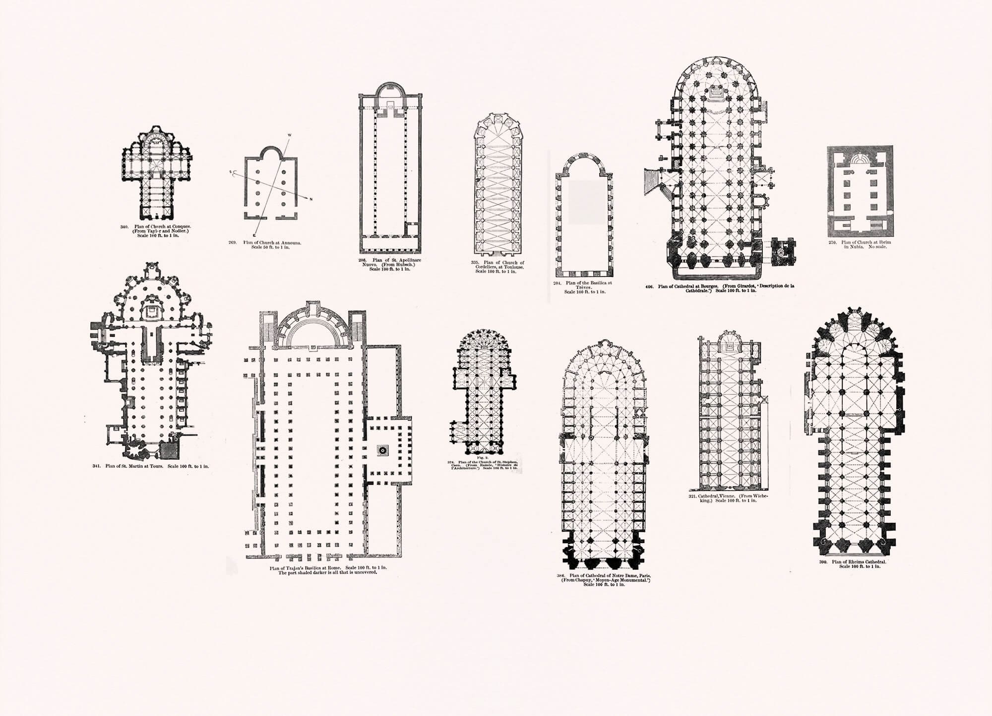 Planche de plan d'eglise, inspiration pour l'identité visuelle du couvent des minimes