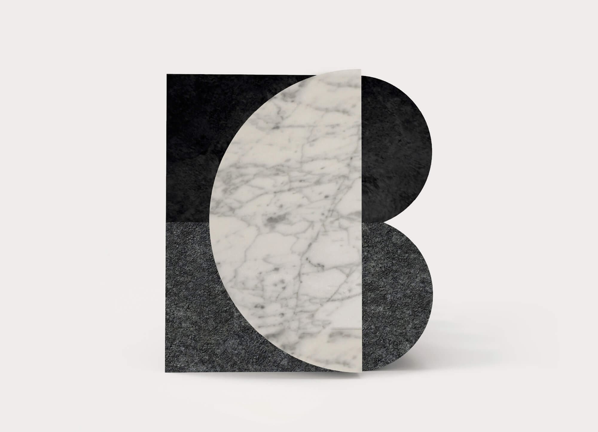 Le logo Blanc Carrare en marbre, direction artistique IchetKar