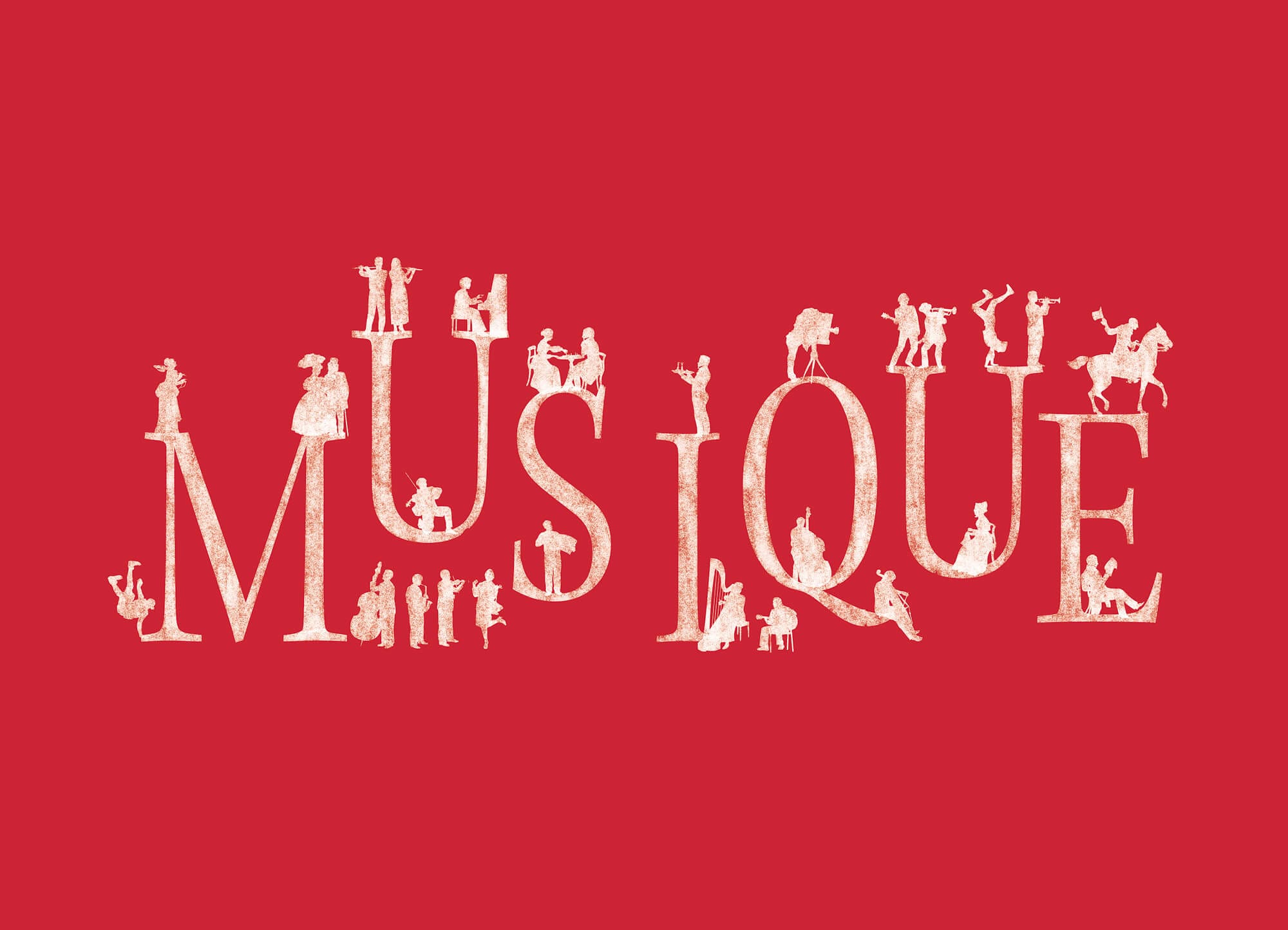 Typographie illustrative du mot musique pour le programme des 3 théâtres de provence